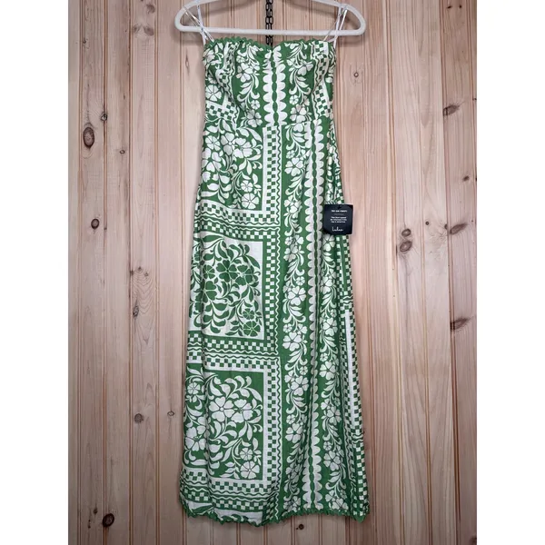 NWT Lulus Brigita Green Floral Strapless Column Midi Dress Resort Cruise Size XS - Image 2