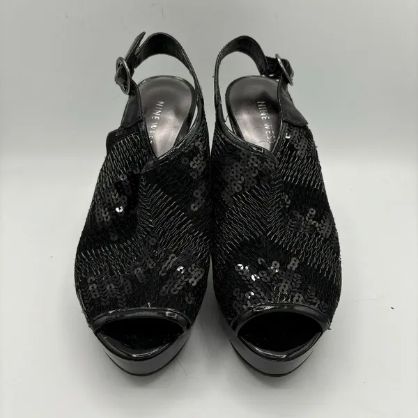 NINE WEST Black Sequin/Metallic‎ Look Heels, Womens Size 7 - Image 2