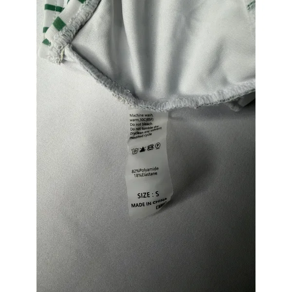 Womens Reversible Green White Vertical Stripe‎ High Waisted Bikini Set Size S - Image 10