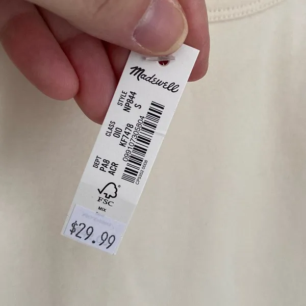 Madewell Raglan-Sleeve Baby Tee Antique Cream S NWT - Image 4
