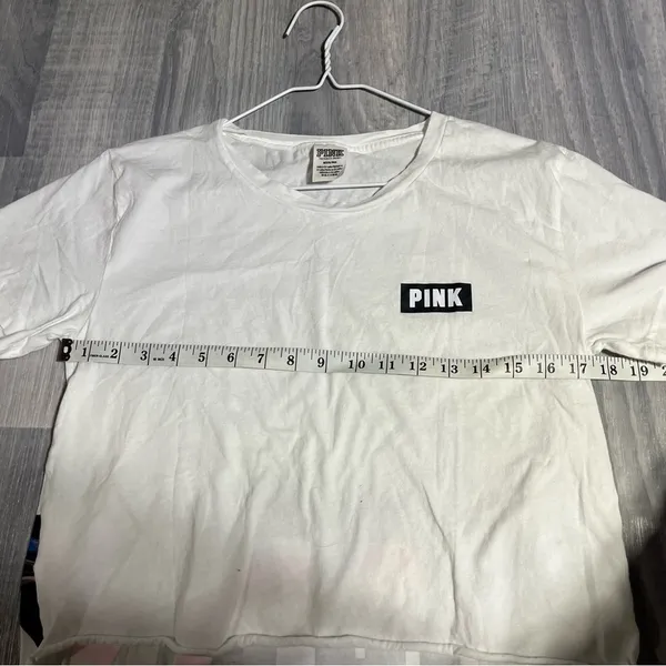 PINK White Logo T-Shirt; Medium Women’s - Image 5