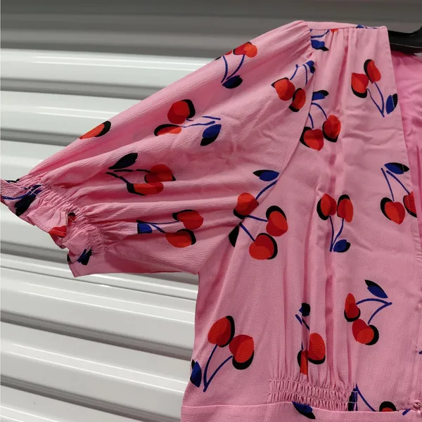 Kate Spade Womens Dress Size 14 Pink Cherry Print Coquette Cottagecore Office - Image 6