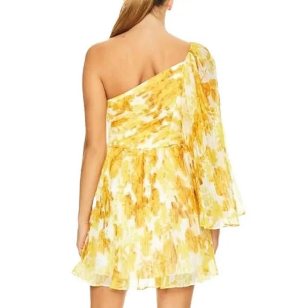 Anthropologie x La Maison Talulah Sunshine Yellow One Shoulder Floral Mini Dress - Image 6
