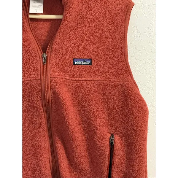 Patagonia Synchilla Vest jacket Mens L Orange Fleece Full Zip Outdoor - Image 2
