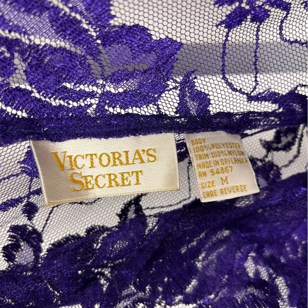 Vintage Victoria’s Secret Gold Label Medium Satin Lace Purple Lingerie Teddy - Image 6
