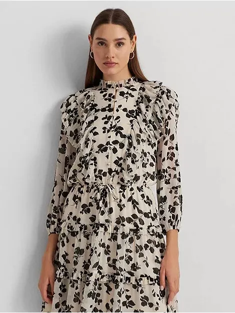 Lauren Ralph Lauren Floral Ruffle Trim Dress - Image 6