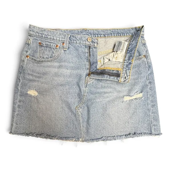 Levi's Cotton Distressed Ripped Grunge Denim Jean Skirt 32 - Image 2