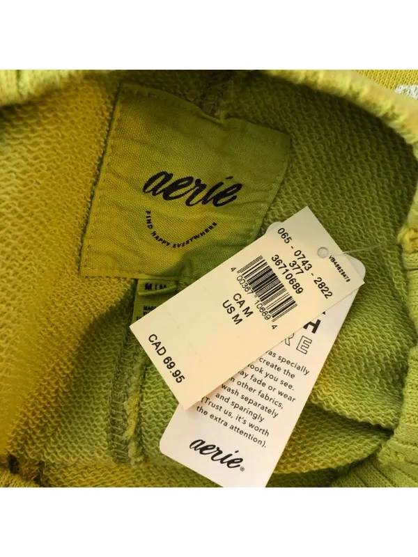 Aerie Green Oversized Crewneck Sweatshirt "Staying Kind Feeling Cool" Graphic M - Image 3