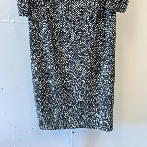Apt 9 Abstract Herringbone Puff Sleeve Sheath Midi Dress Zipper XL Black White - Image 4
