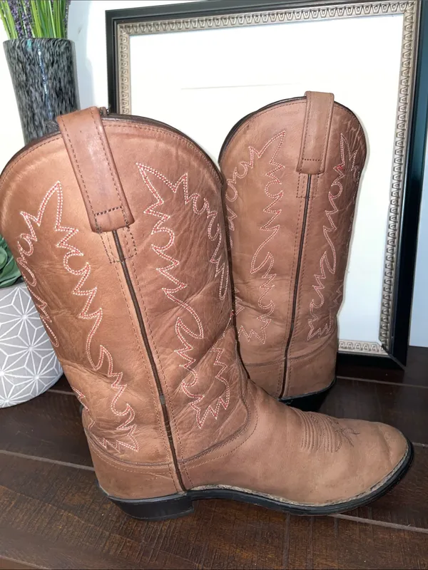 Old West SCL 7014 Leather Women's Western Cowgirl Heeled Boots Size 8 - Image 9