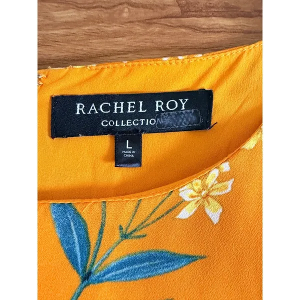 Rachel Rachel Roy Marigold Floral Flutter Sleeve Midi Dress L - Image 3