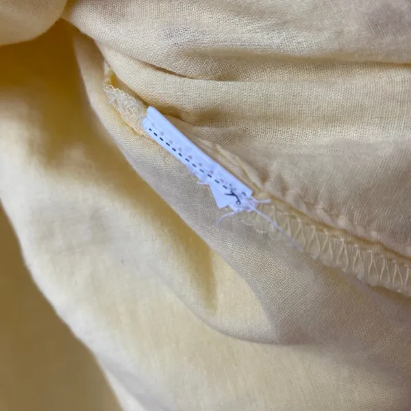 VTG Butter Yellow M Skirt Eyelet Lace Scalloped Hem Midi Cottagecore Boho‎ - Image 4