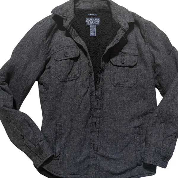 American Rag Faux Fur Lined Shirt Jacket Gray Button Front Shacket Women's M - Image 2