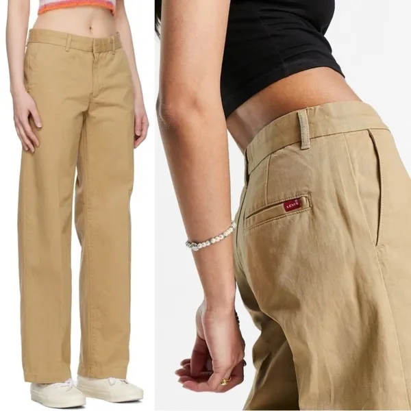 LEVI’S Khaki Mid Rise Straight Leg Retro 90s Baggy Dad Trouser Workwear Pants 24 - Image 9