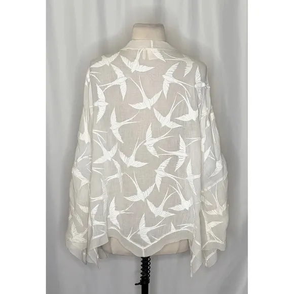 Anthropologie LILKA Shorebird Embroidered Bird Swim Cover-Up Jacket Medium Large - Image 8