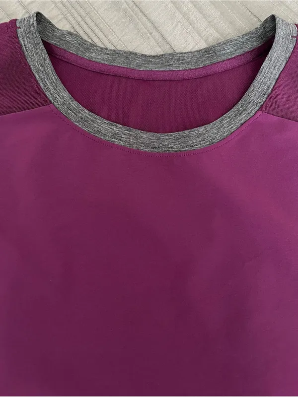 Women’s Nike crop purple color block workout shirt size XS - Image 6