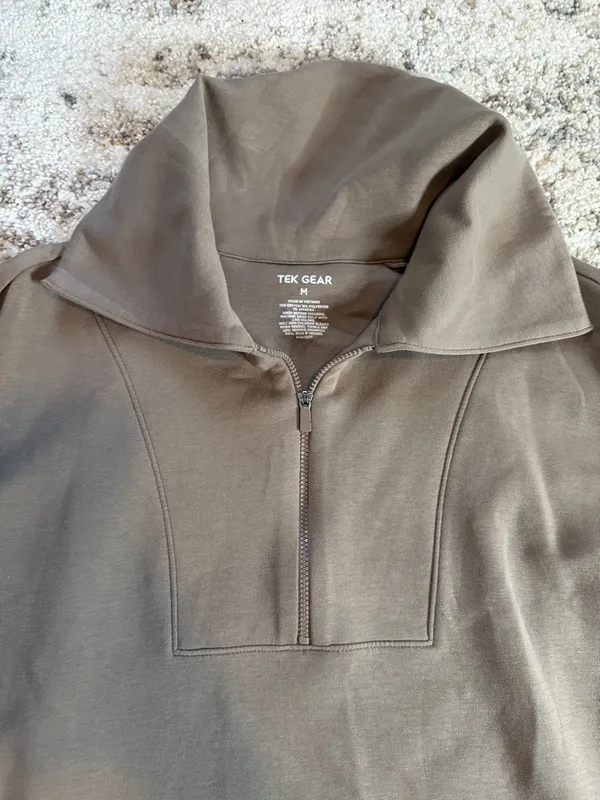 tek gear Brown Quarter-Zip Cropped Pullover Hoodie - Image 3