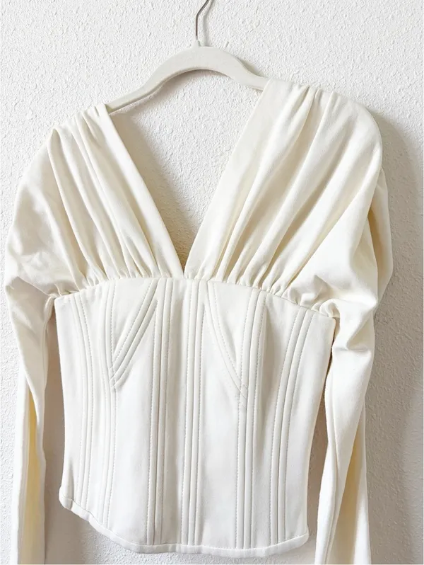 Ceren Ocak Bustier Top Ecru Size XS Neutral Luxury Party Going Out - Image 3