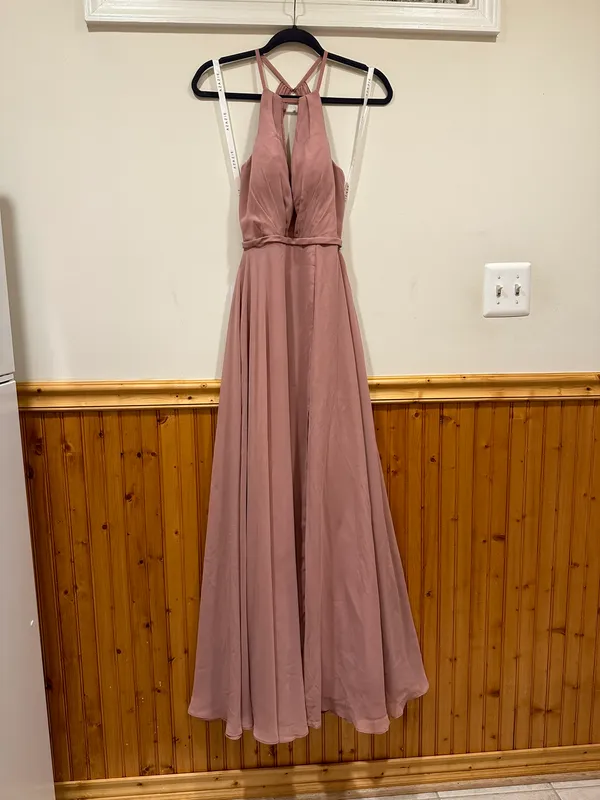 Azazie A-Line Pleated Chiffon Floor-Length Dress Size A2 - Image 5