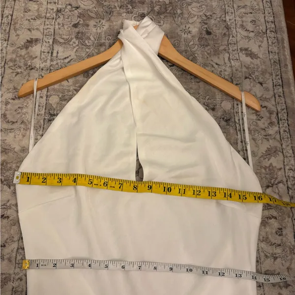 Lulus Beyond Classy White Satin Halter Midi Dress Size Large Bridal Bachelorette - Image 6