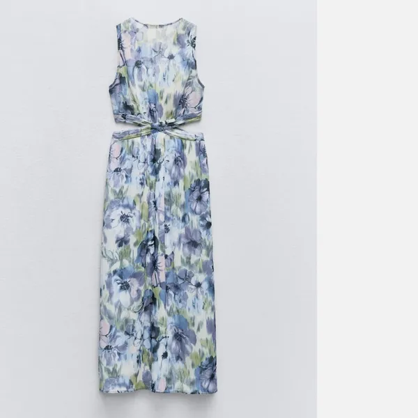 NWOT Zara Printed Metallic Thread Dress Cut Out SZ-XL - Image 10