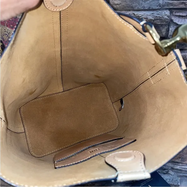 FRYE Ilana Harness Bucket Bag Perforated Leather Western Hobo Tan Women's Purse - Image 6