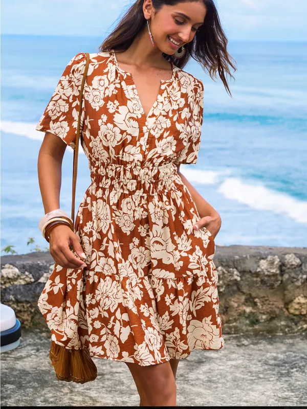 Cupshe • Mini Dress • Always & Forever • Floral Print • Orange • Small - Image 6