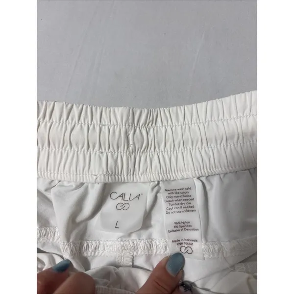 Calia White Pull On Active Drawstring Pocket Shorts Size Large Athleisure Gym - Image 2