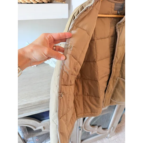 Hudson Gray Quilted Jacket Women Light Olive Small - Image 4