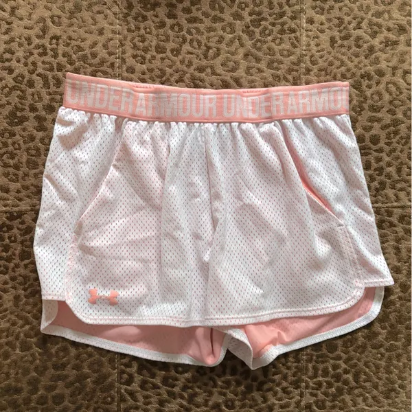Under Armour White and Pink Women's Shorts - Image 2
