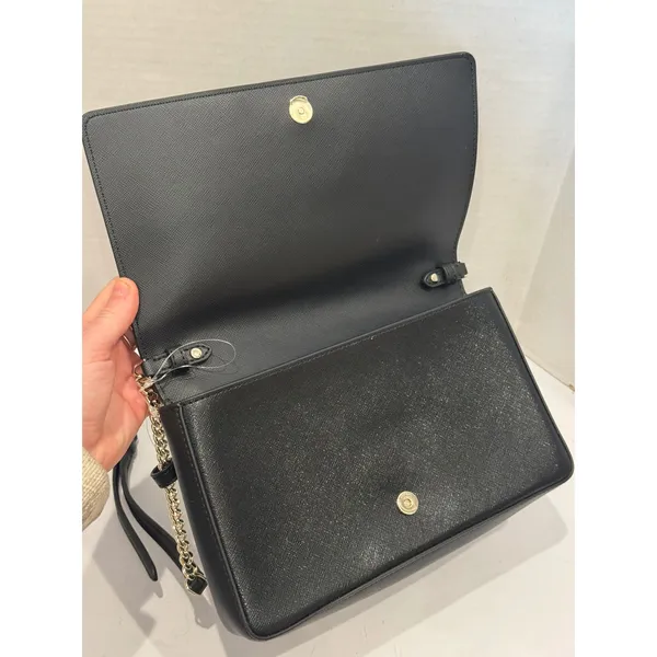 Kate‎ Spade Crossbody Bag Black Alek Tilden Place Coated Leather Gold Chain - Image 4