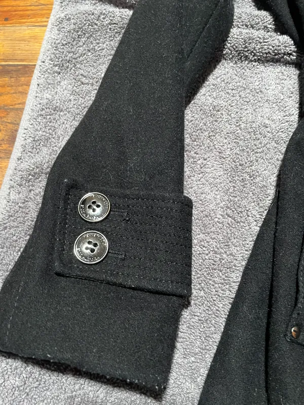 Kenneth Cole Black Belted Double Breasted Fitted Wool Coat Jacket - Image 6