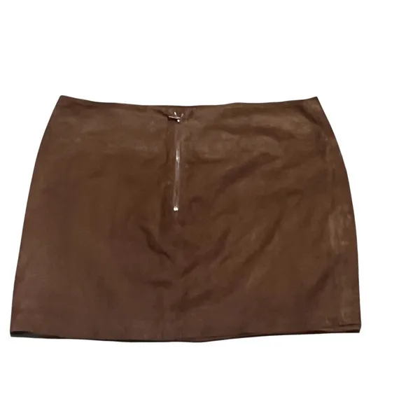 Alice + Olivia Skirt Womens Size 8 Brown Mini Back Zip Solid Minimalist - Image 2