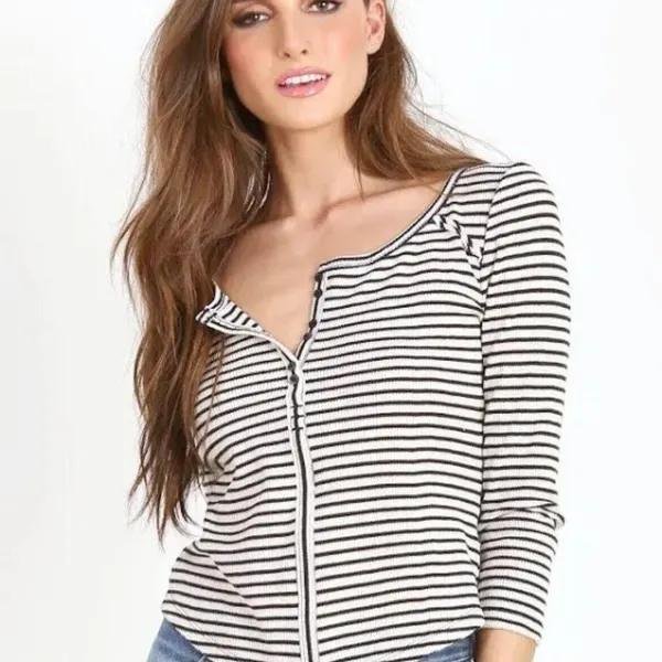 We‎ The Free Striped Cropped Thermal Top Size Large - Image 3