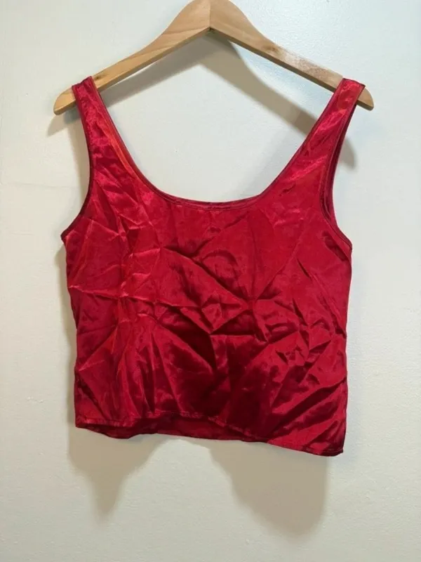 Victoria's Secret Satin Slinky Coquette Dainty Glossy Shiny Flowy Tank - Image 4