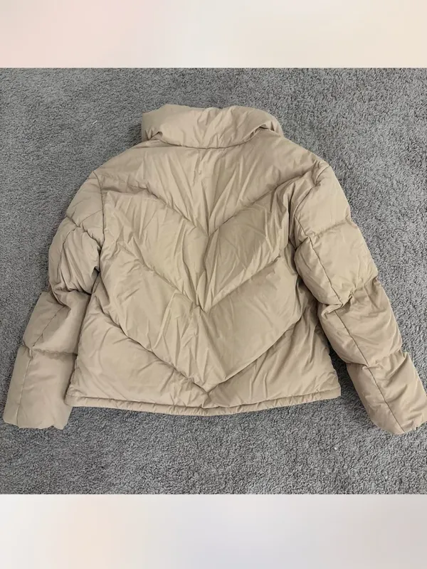 NWT Aritzia Wilfred Oxford Tan Cloud Puff Puffer Jacket size X-Small 700+ fill - Image 3