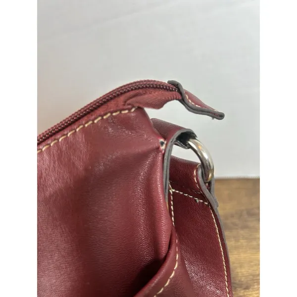 Franco Sarto Burgundy Shoulder Bag Faux Leather Zip Purse Adjustable Strap - Image 8