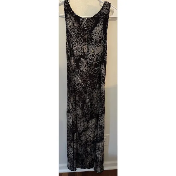 Old Navy Maxi Dress Black/White Floral Sleeveless Fairy Grunge Sz.14 Vintage Y2K - Image 2