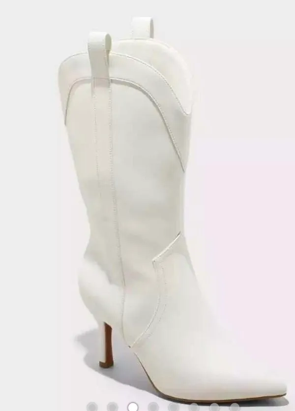 Wild Fable Women's Bryce Heeled Western Cowboy Boots in white faux leather - Image 3