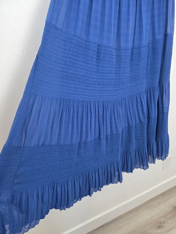 Ashalyly Cobalt Blue Tiered Maxi Skirt Formal Regal Boho Gypsy Indie Hippie XL - Image 6