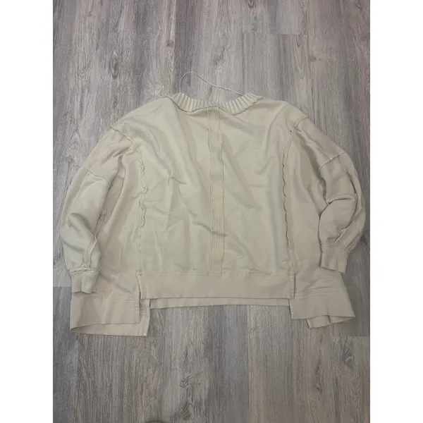 We The Free Free People Oversized V-Neck Sweatshirt Cream Exposed Seam XS‎ - Image 6