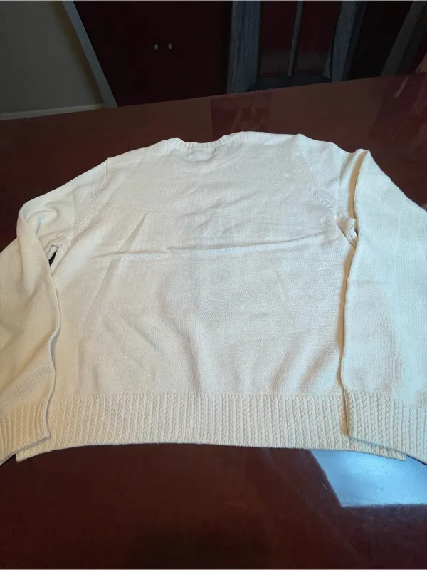 Sweet Halo French Bulldog Graphic Knit Cotton Sweater Cream Cute Dog Sz L - Image 10