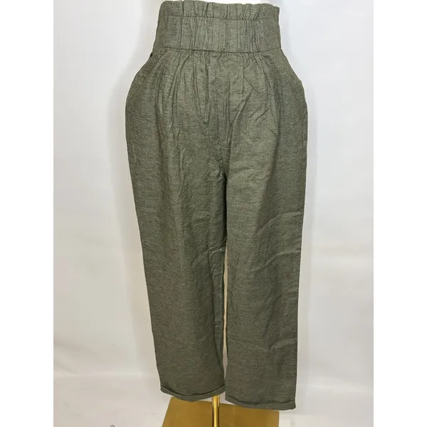 Hemp Momma Luna Pant Olive Green High Waist Pleated Trousers Small 121W5W1072 - Image 5