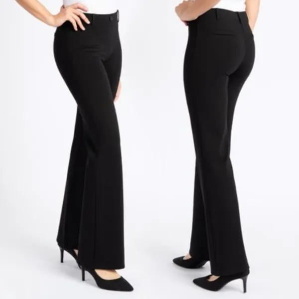 BETABRAND Women's Wide Leg Yoga Work Pant Faux Pockets Black Medium - Image 2