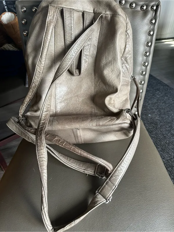 Grey Day and Mood Women’s Woven Front Backpack – Taupe - Image 2