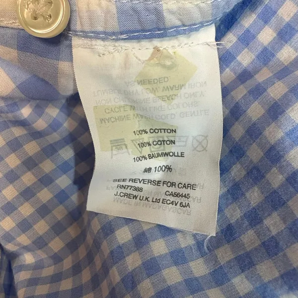 J.Crew Boy Shirt 8‎ Blue White Mixed Gingham Check Button Down Cotton Preppy - Image 9