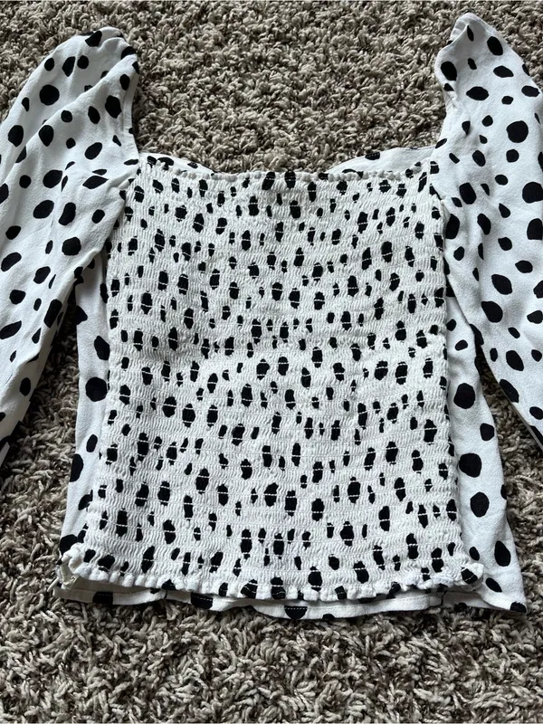 Reformation Polka Dot Long Sleeve Top - Image 13