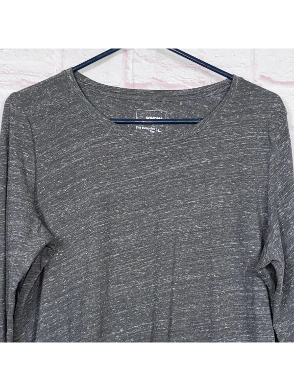 Sonoma The Everyday Tee Women’s Large Gray Long Sleeve Casual Basic Top - Image 2