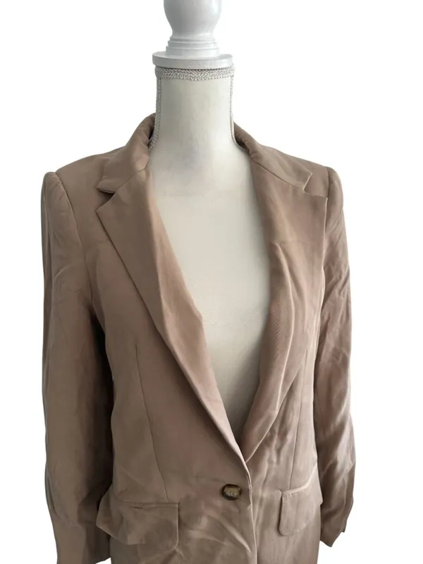 REFORMATION Tan Casual Blazer Jacket Size Medium - Image 2