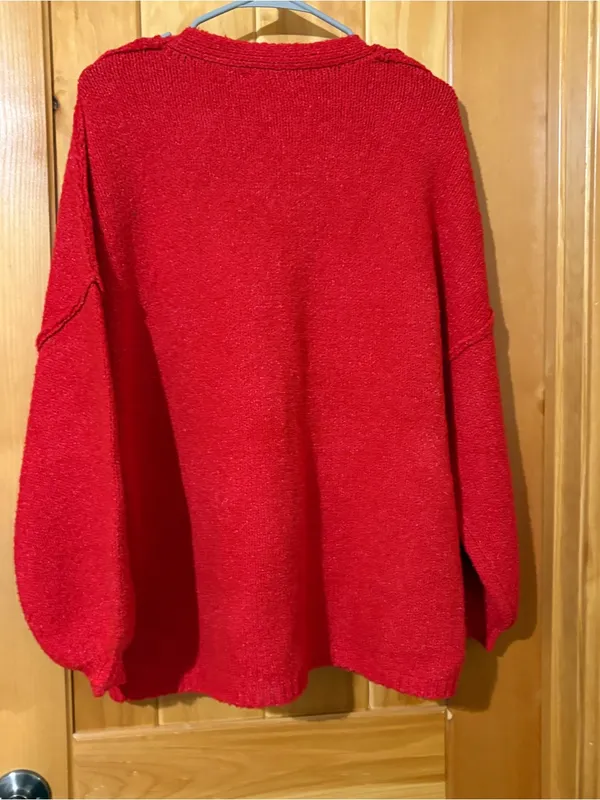 Oversized PRETTYGARDEN Women's Open Front Oversized Cardigan Size S Red - Image 9
